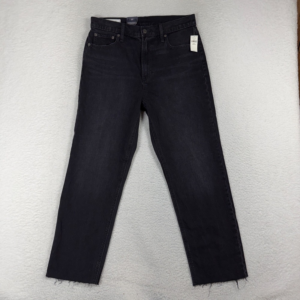 GAP Cheeky Straight Sky High Jeans Womens 31/12r (31.5x26) Black Hi Stretch NWT
